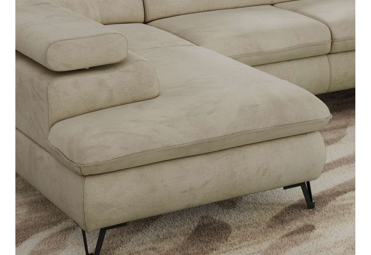 Narożnik PABLO U - uniwersalny - beżowy, welwet