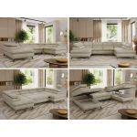 Narożnik PABLO U - uniwersalny - beżowy, welwet