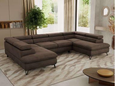 Narożnik PABLO U - uniwersalny - brązowy, welwet