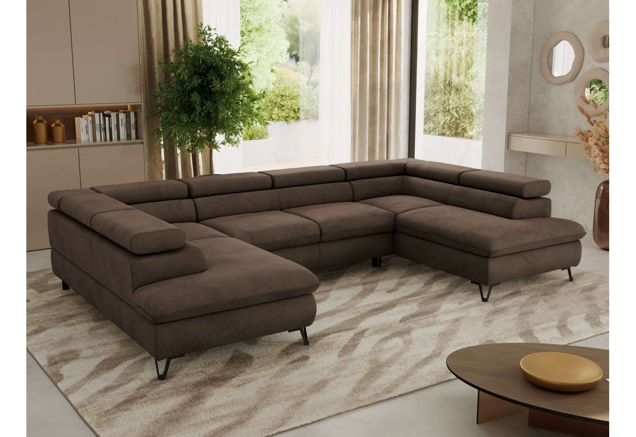 Narożnik PABLO U - uniwersalny - brązowy, welwet