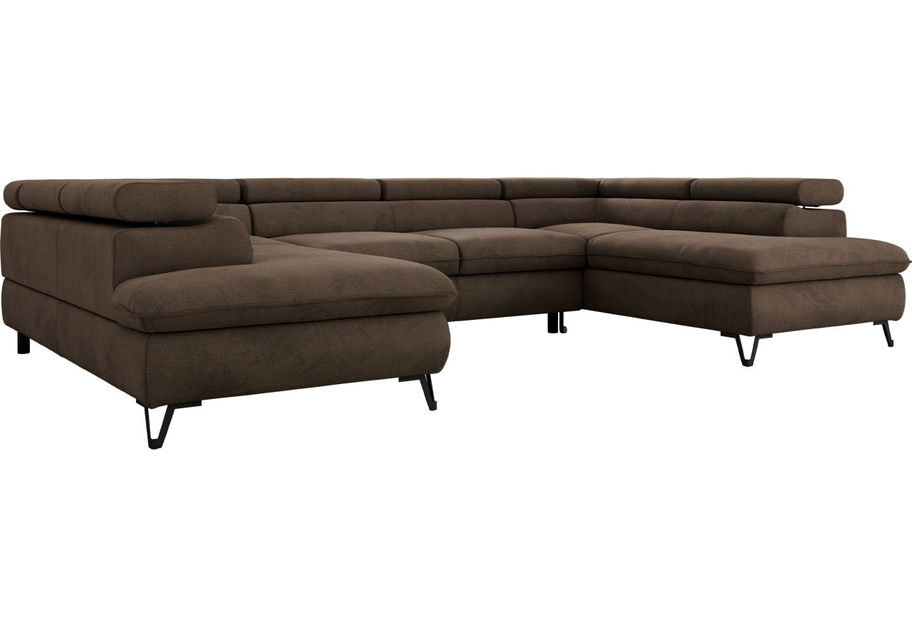 Narożnik PABLO U - uniwersalny - brązowy, welwet