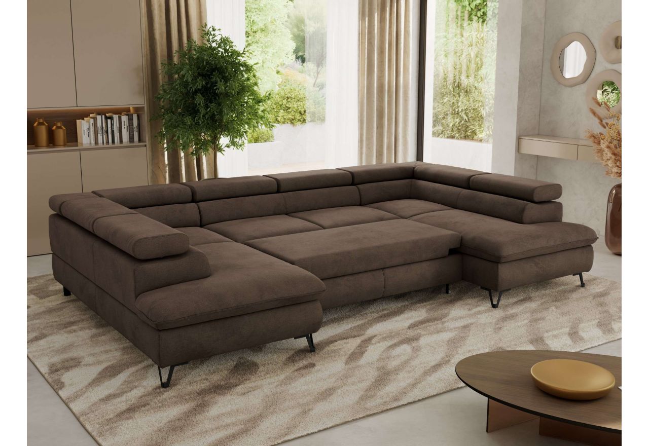 Narożnik PABLO U - uniwersalny - brązowy, welwet