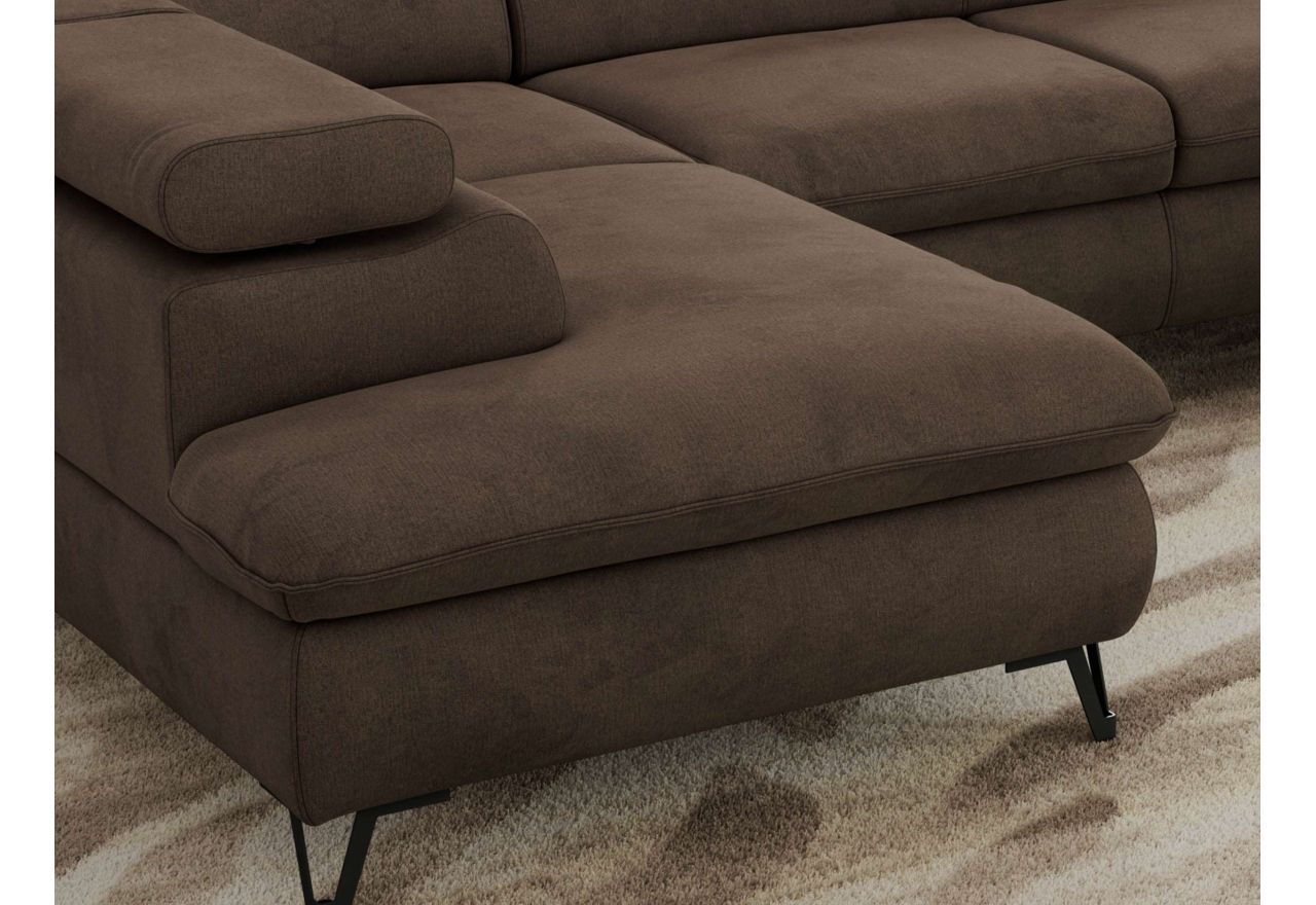 Narożnik PABLO U - uniwersalny - brązowy, welwet