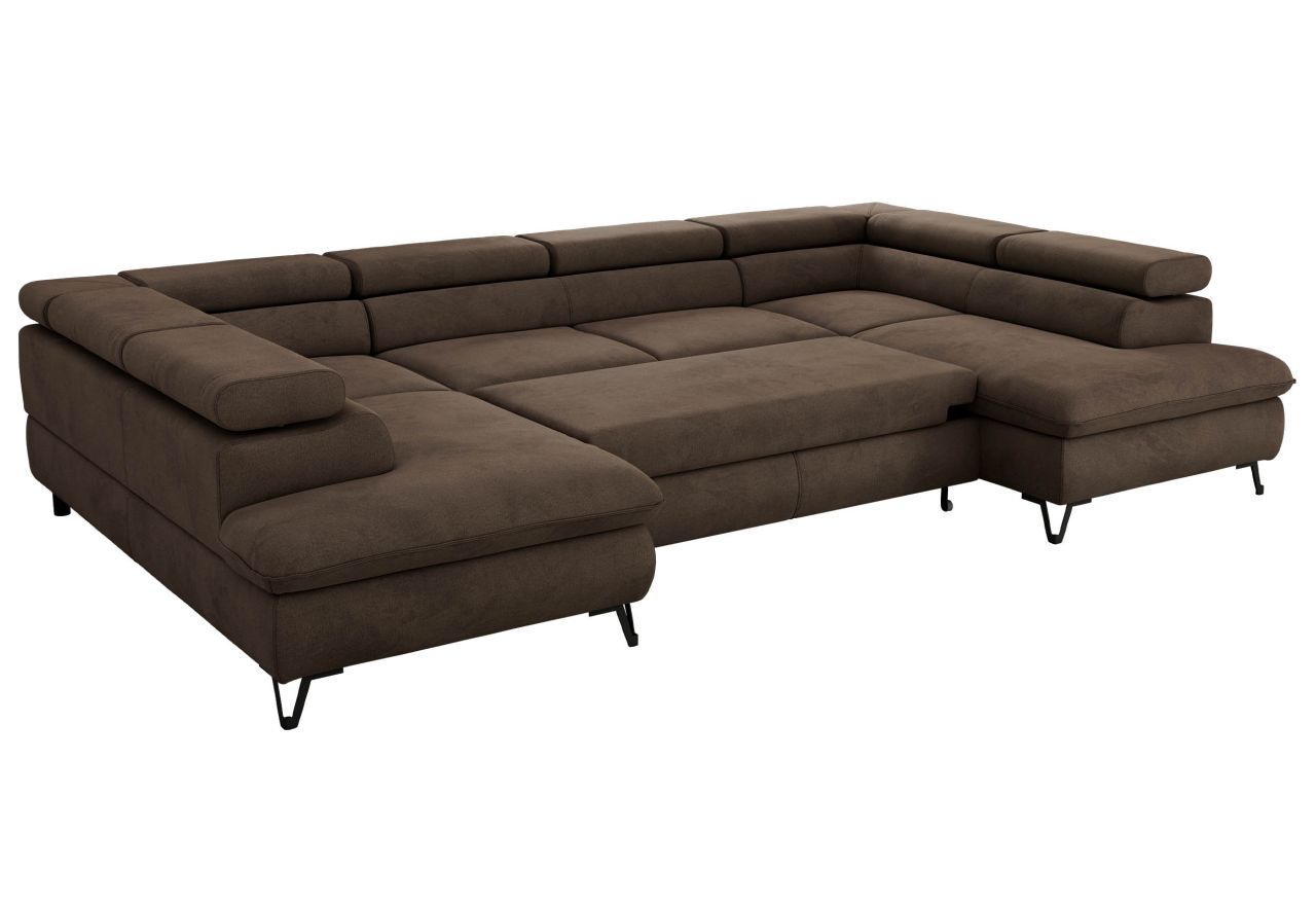 Narożnik PABLO U - uniwersalny - brązowy, welwet