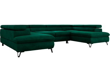 Narożnik PABLO U - uniwersalny - ciemnozielony, welwet