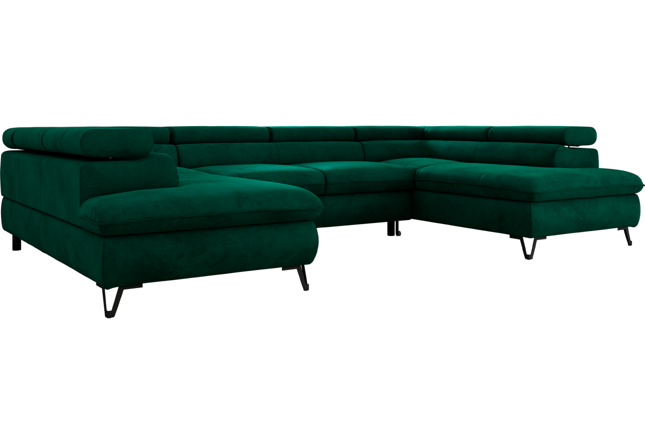 Narożnik PABLO U - uniwersalny - ciemnozielony, welwet