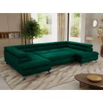 Narożnik PABLO U - uniwersalny - ciemnozielony, welwet
