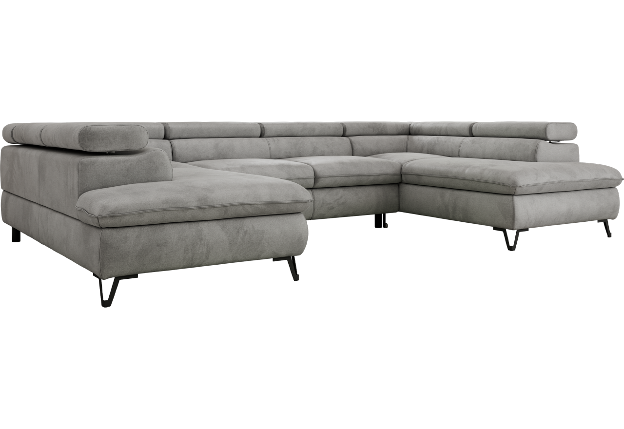 Narożnik PABLO U - uniwersalny - jasnoszary, welwet