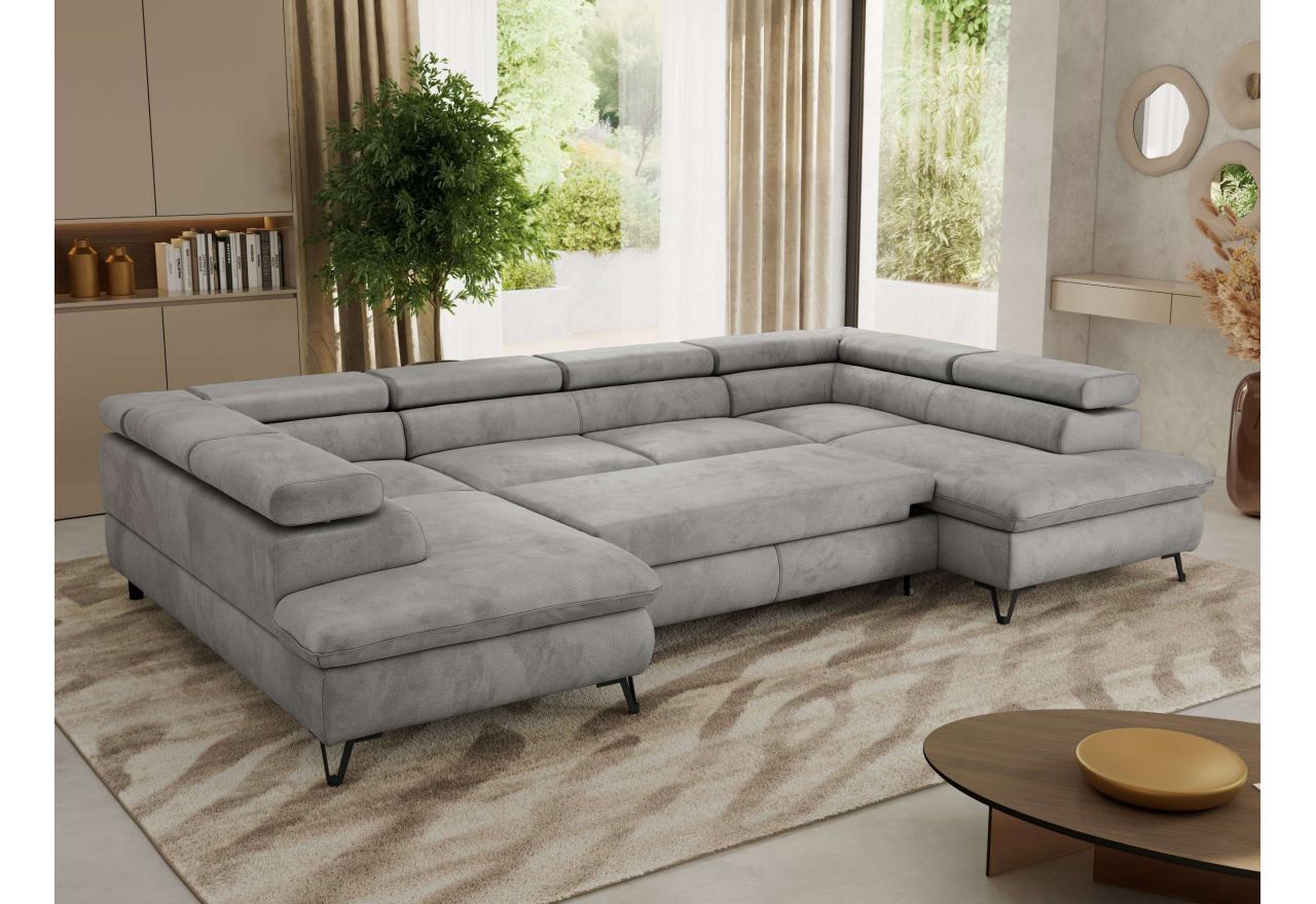 Narożnik PABLO U - uniwersalny - jasnoszary, welwet