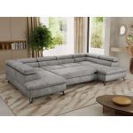 Narożnik PABLO U - uniwersalny - jasnoszary, welwet