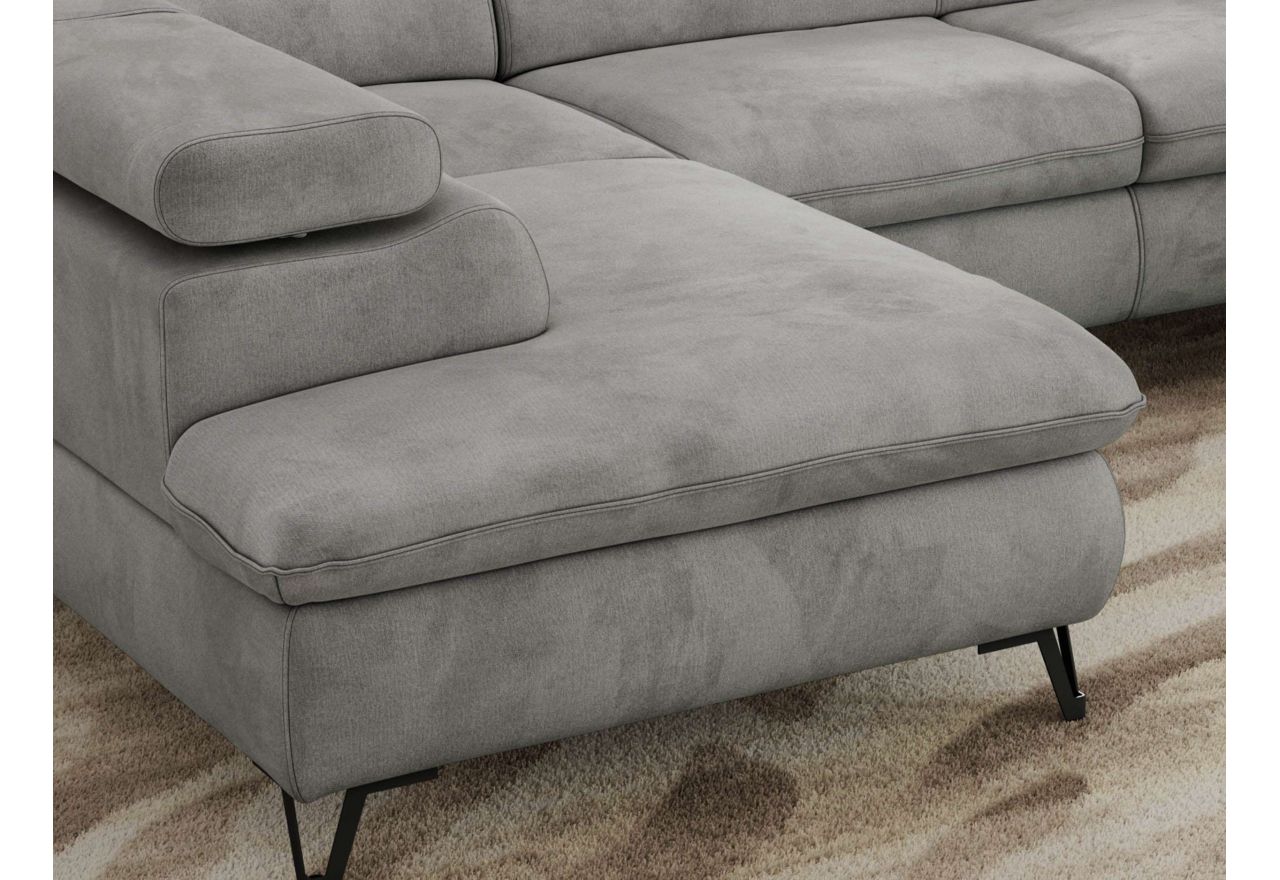 Narożnik PABLO U - uniwersalny - jasnoszary, welwet