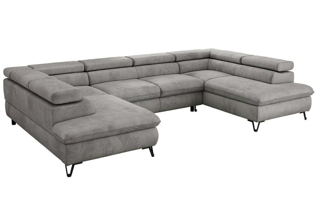 Narożnik PABLO U - uniwersalny - jasnoszary, welwet