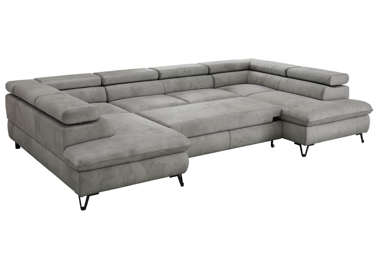 Narożnik PABLO U - uniwersalny - jasnoszary, welwet