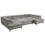 Narożnik PABLO U - uniwersalny - jasnoszary, welwet