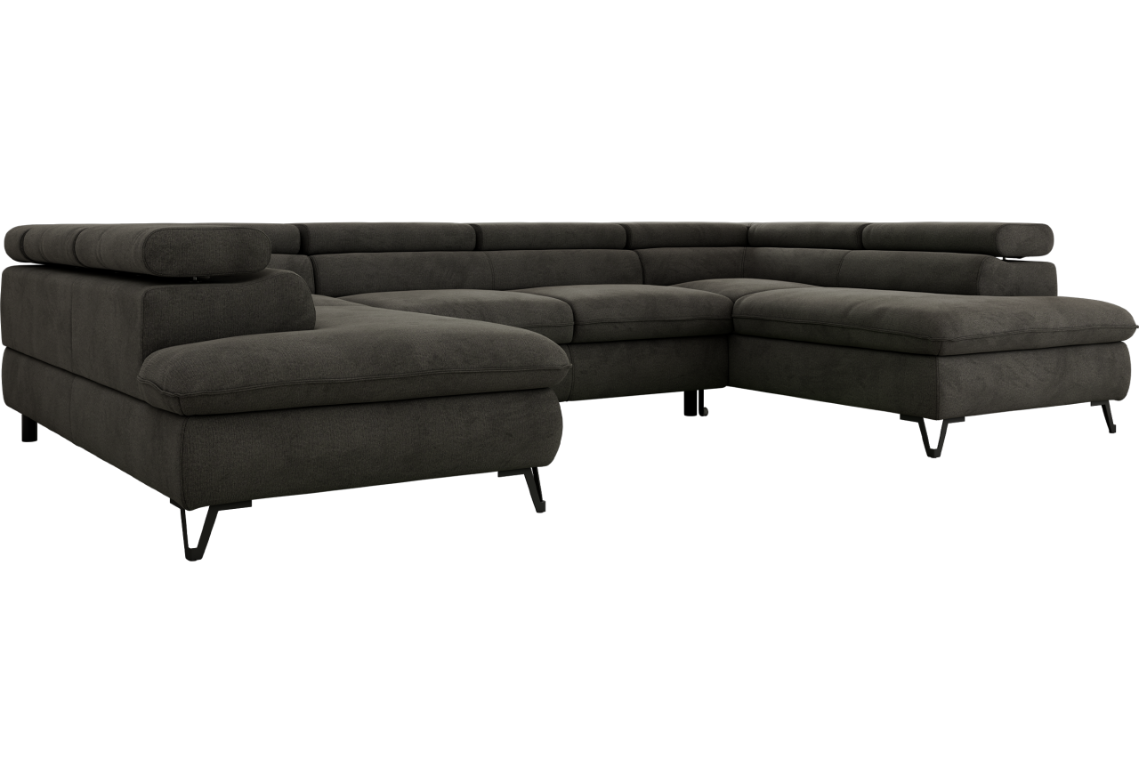 Narożnik PABLO U - uniwersalny - ciemnoszary, welwet