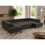 Narożnik PABLO U - uniwersalny - ciemnoszary, welwet