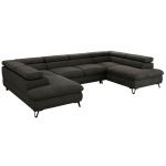 Narożnik PABLO U - uniwersalny - ciemnoszary, welwet