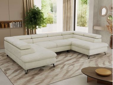 Narożnik PABLO U - uniwersalny - kremowy, szenil gładki