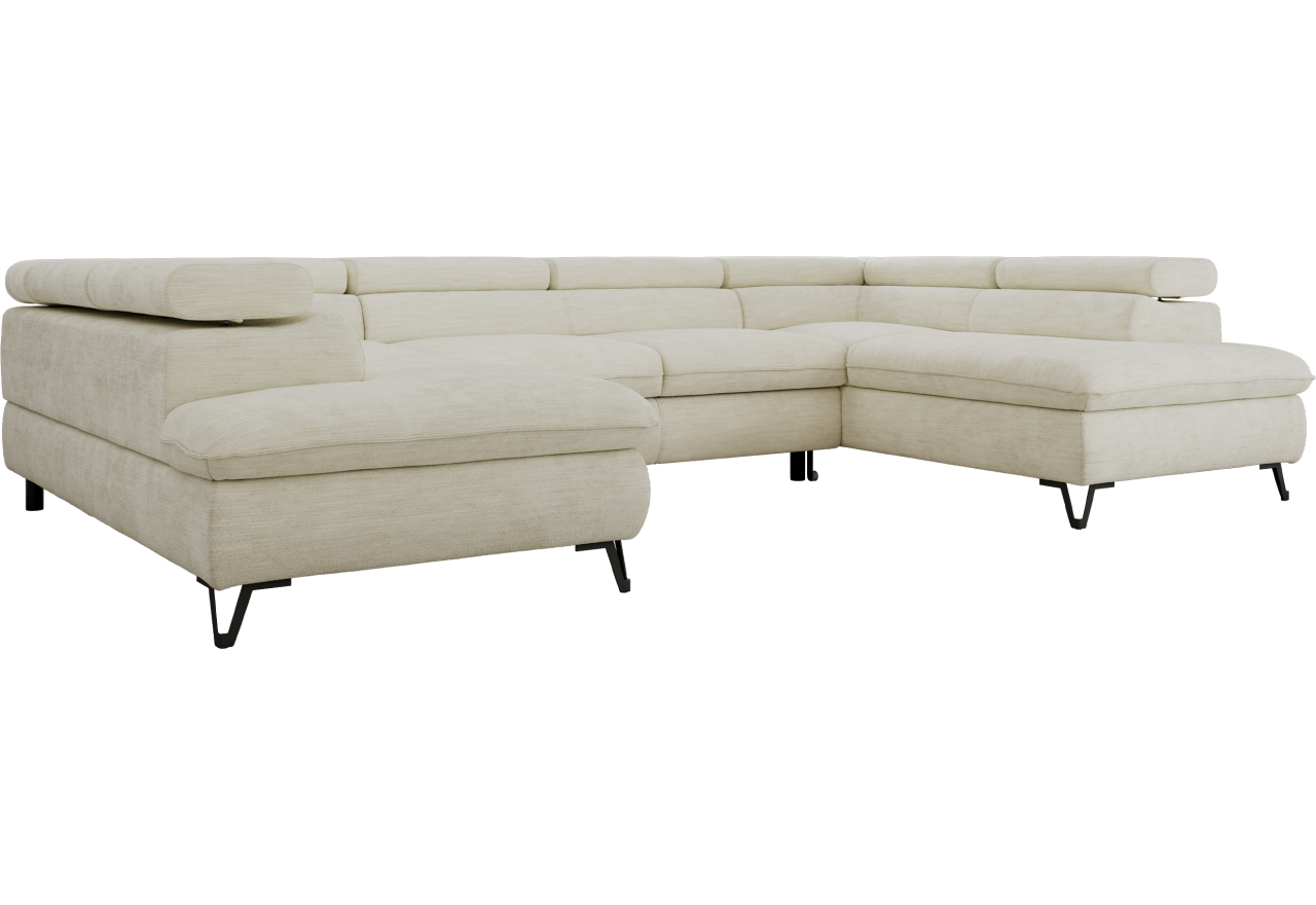 Narożnik PABLO U - uniwersalny - kremowy, szenil gładki