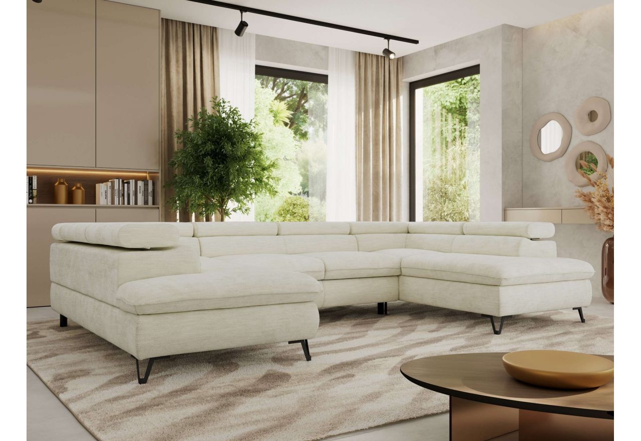 Narożnik PABLO U - uniwersalny - kremowy, szenil gładki