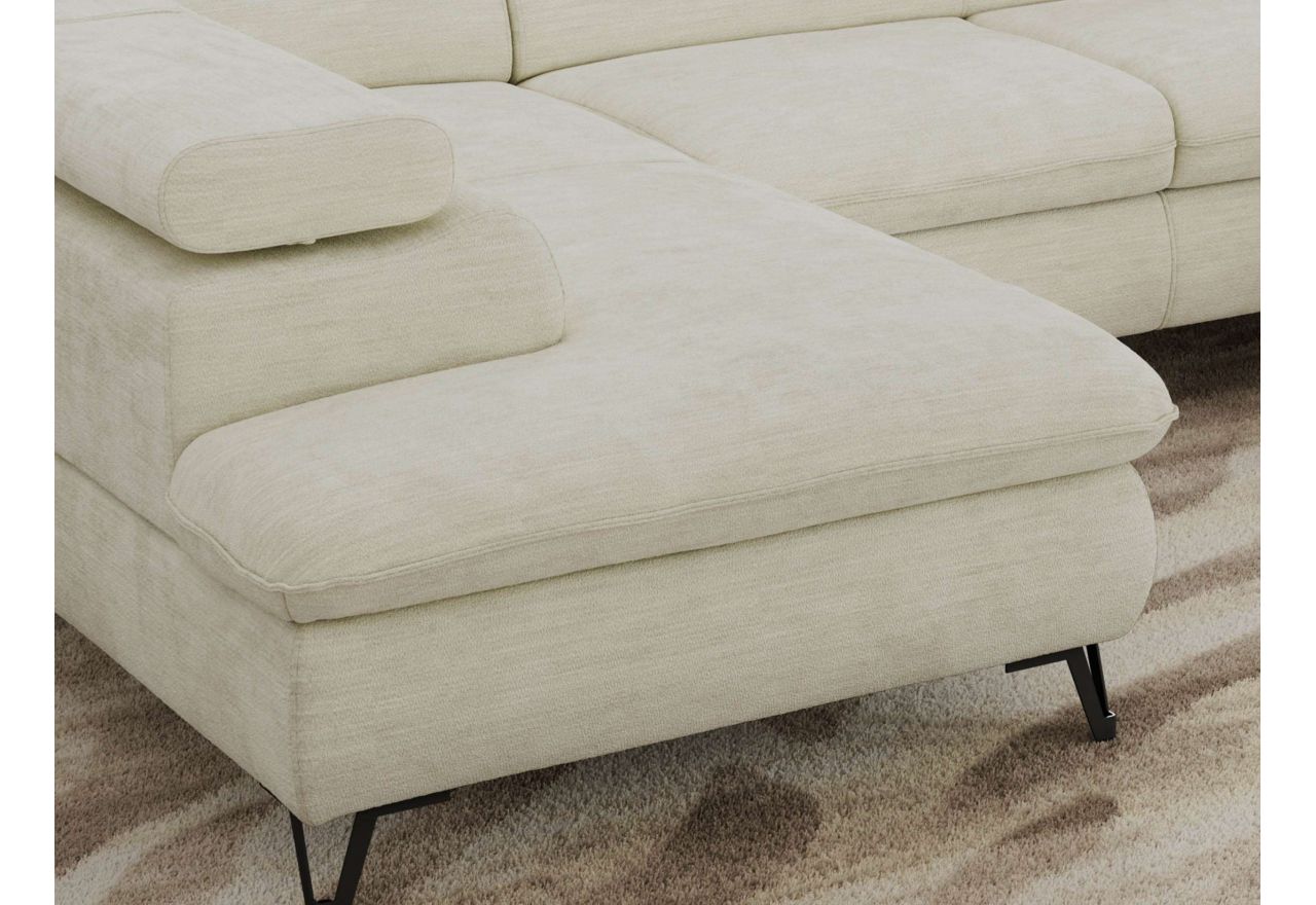 Narożnik PABLO U - uniwersalny - kremowy, szenil gładki