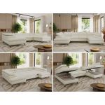 Narożnik PABLO U - uniwersalny - kremowy, szenil gładki