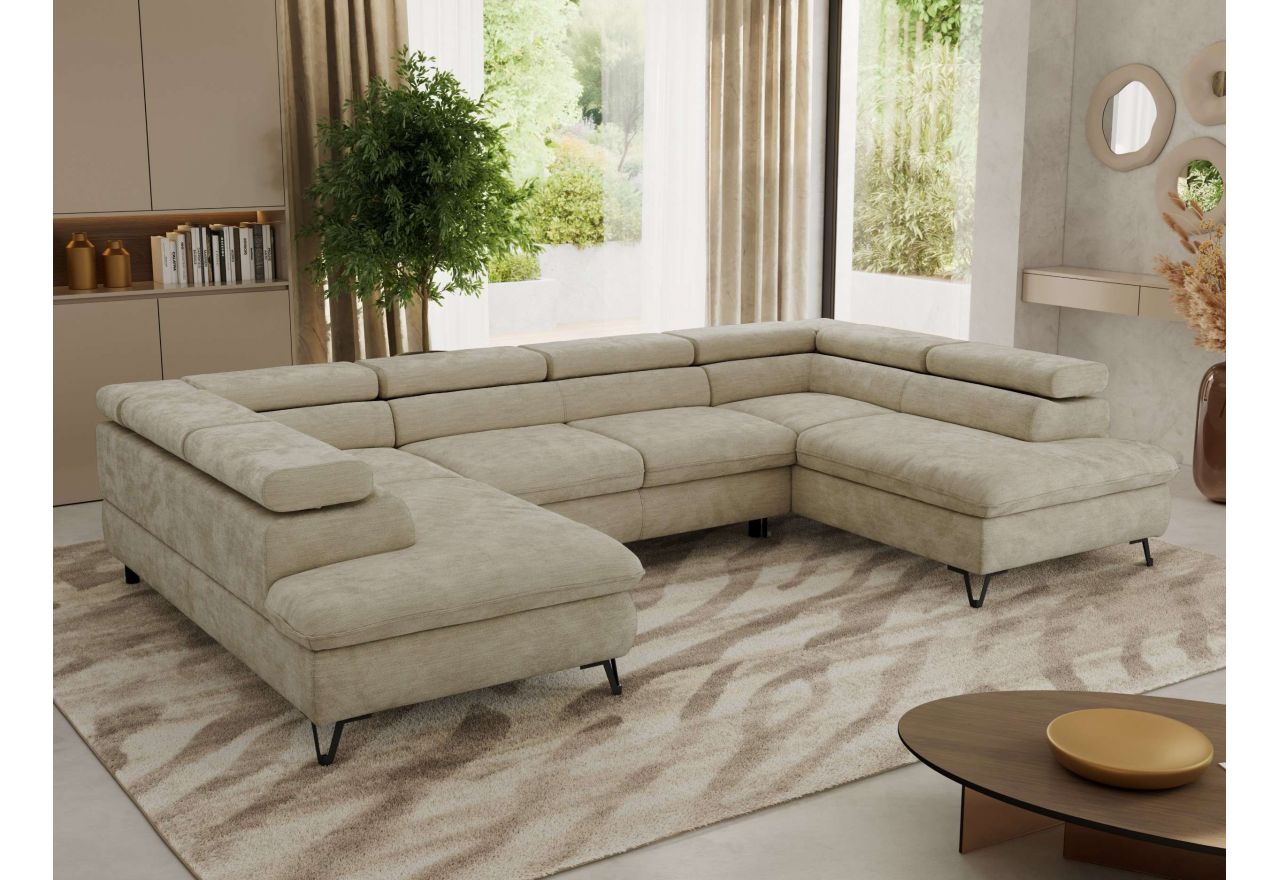 Narożnik PABLO U - uniwersalny - beżowy, szenil gładki