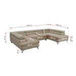 Narożnik PABLO U - uniwersalny - beżowy, szenil gładki