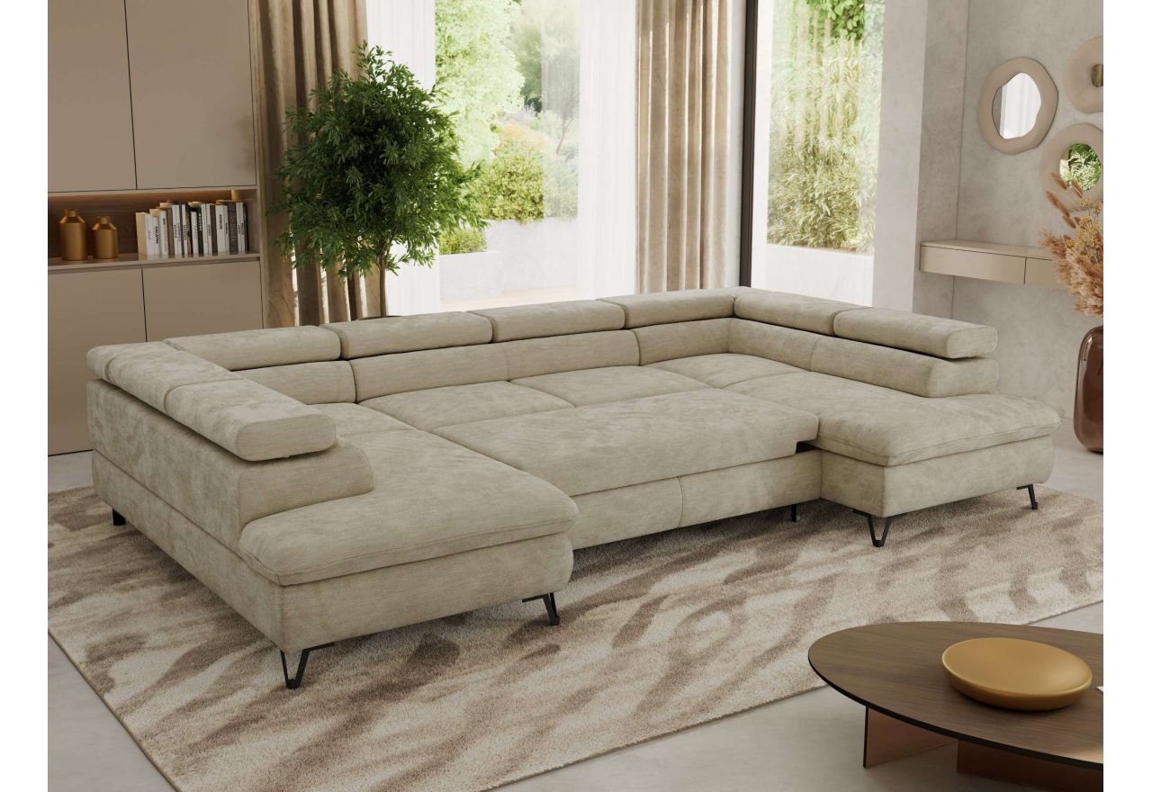 Narożnik PABLO U - uniwersalny - beżowy, szenil gładki