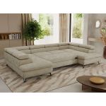 Narożnik PABLO U - uniwersalny - beżowy, szenil gładki