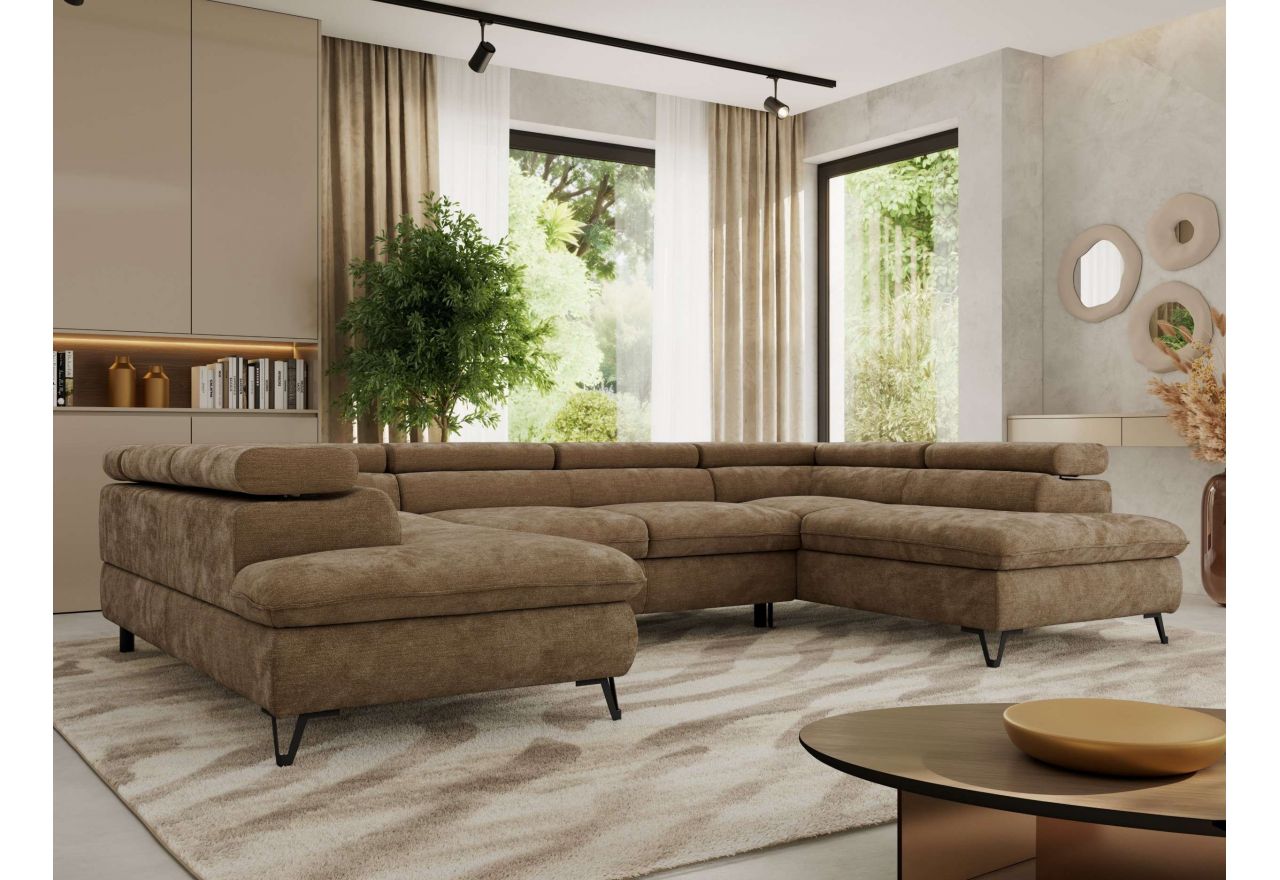 Narożnik PABLO U - uniwersalny - brązowy, szenil gładki