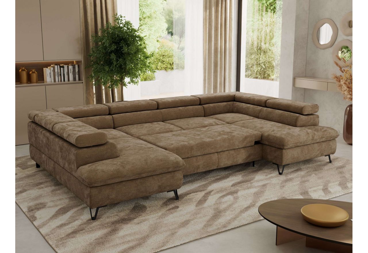 Narożnik PABLO U - uniwersalny - brązowy, szenil gładki