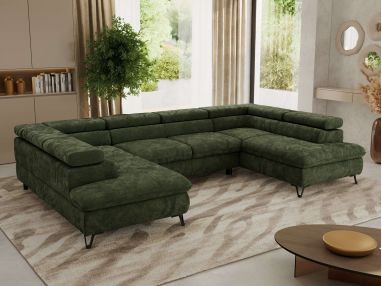 Narożnik PABLO U - uniwersalny - ciemnozielony, szenil gładki