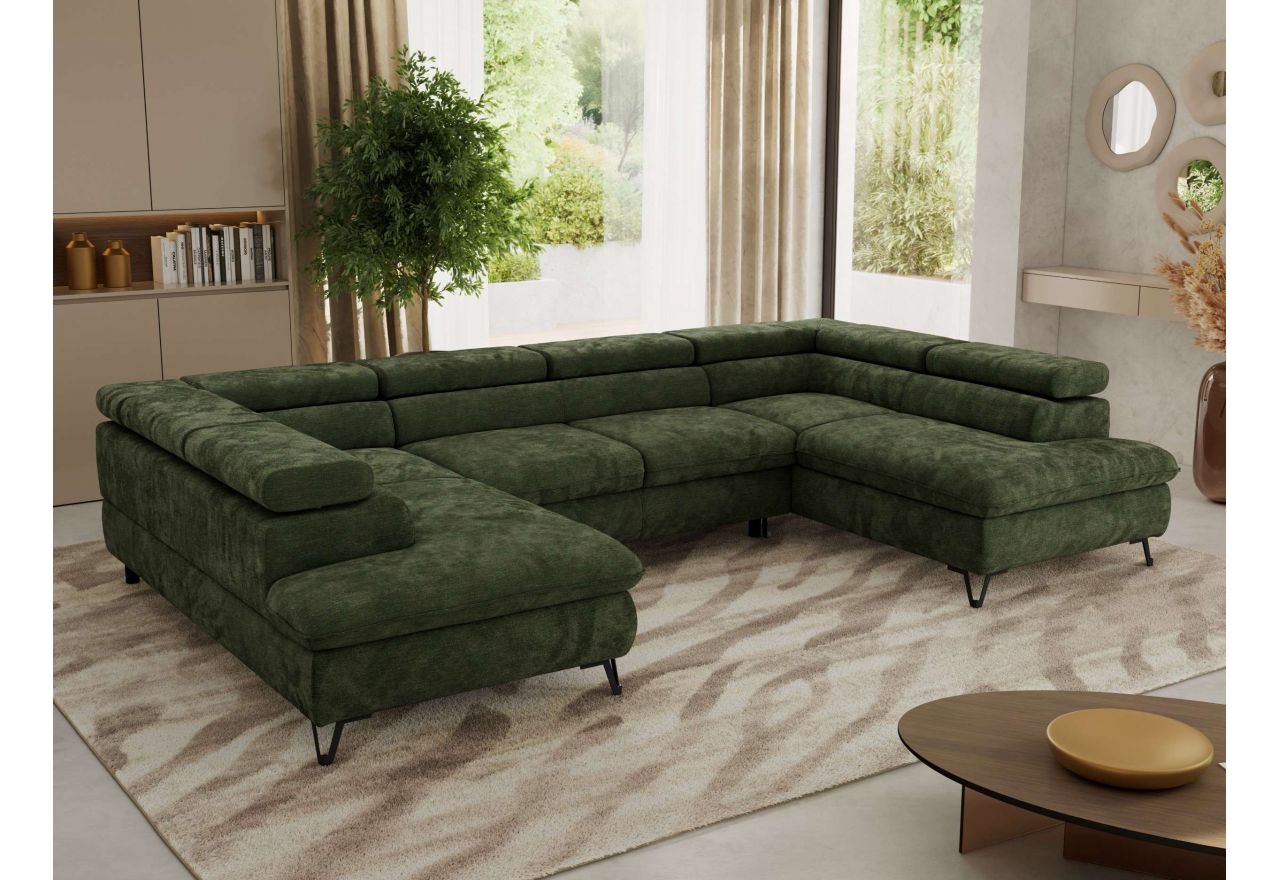 Narożnik PABLO U - uniwersalny - ciemnozielony, szenil gładki