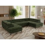 Narożnik PABLO U - uniwersalny - ciemnozielony, szenil gładki