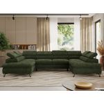 Narożnik PABLO U - uniwersalny - ciemnozielony, szenil gładki