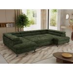 Narożnik PABLO U - uniwersalny - ciemnozielony, szenil gładki