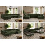 Narożnik PABLO U - uniwersalny - ciemnozielony, szenil gładki