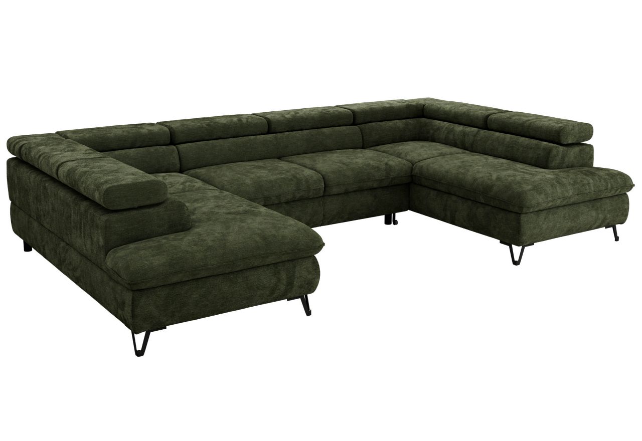 Narożnik PABLO U - uniwersalny - ciemnozielony, szenil gładki