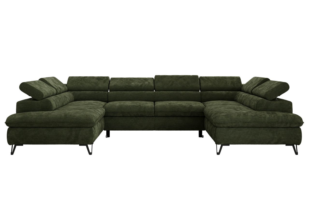 Narożnik PABLO U - uniwersalny - ciemnozielony, szenil gładki