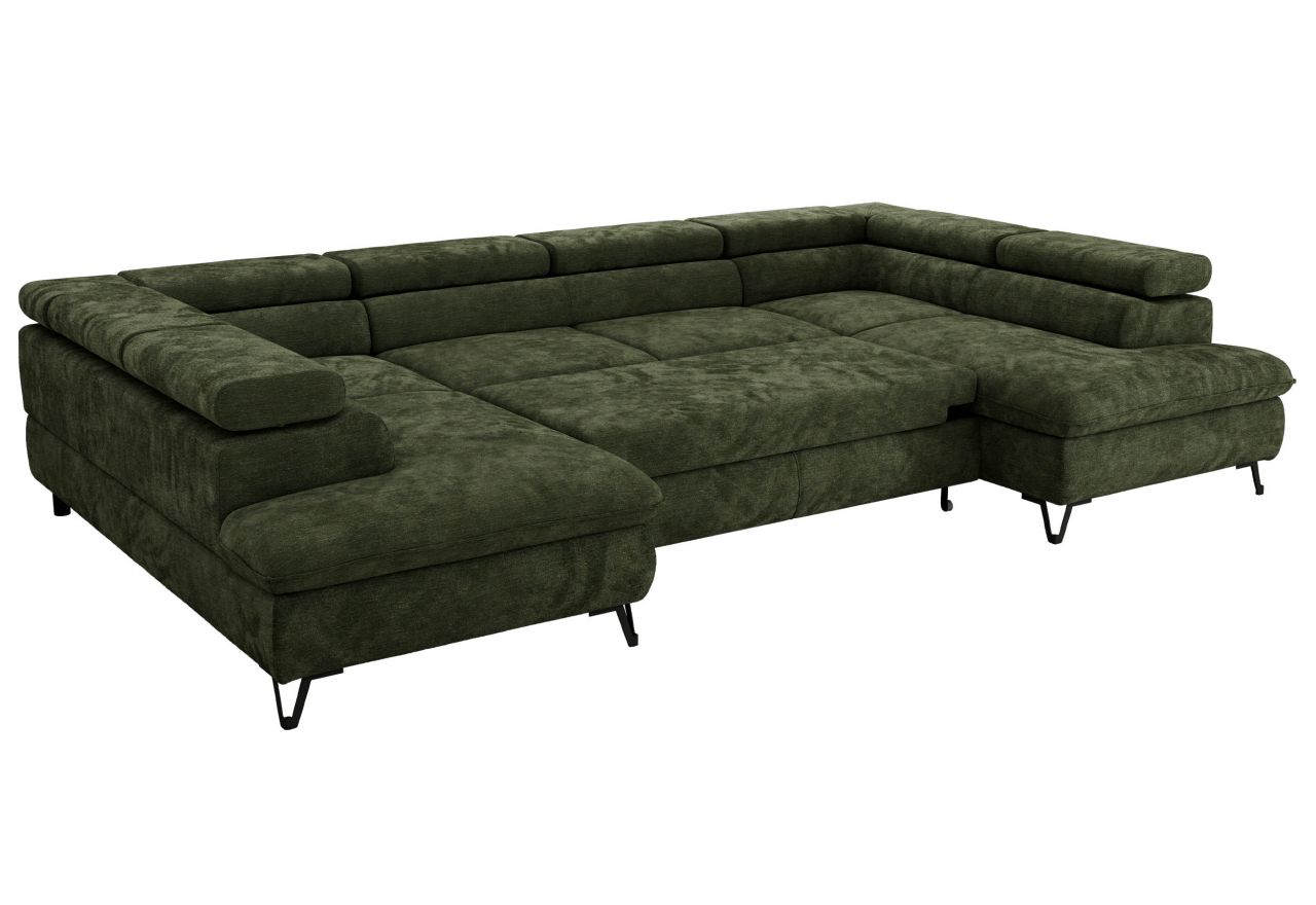 Narożnik PABLO U - uniwersalny - ciemnozielony, szenil gładki