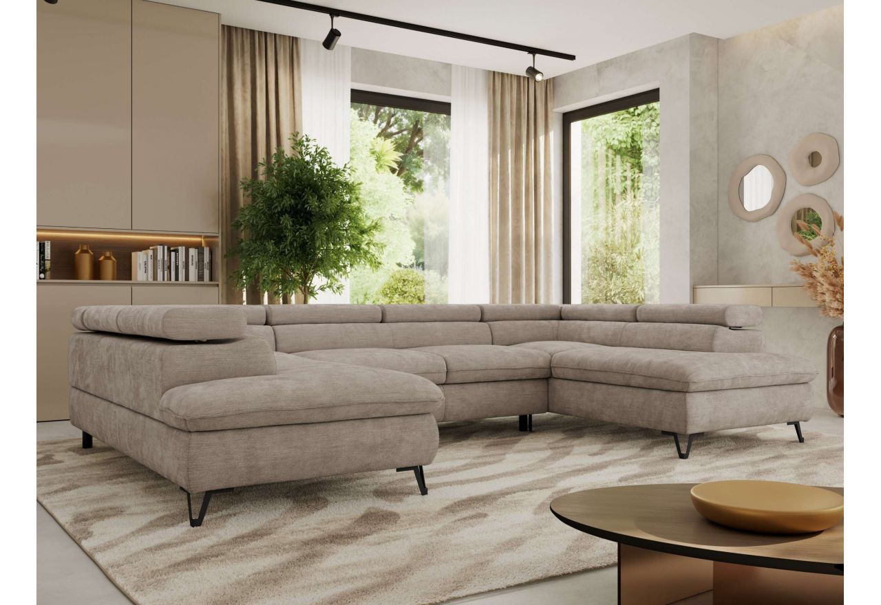 Narożnik PABLO U - uniwersalny - jasnoszary, szenil gładki