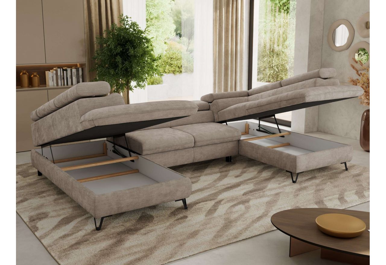 Narożnik PABLO U - uniwersalny - jasnoszary, szenil gładki