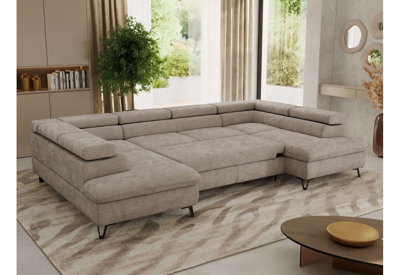 Narożnik PABLO U - uniwersalny - jasnoszary, szenil gładki