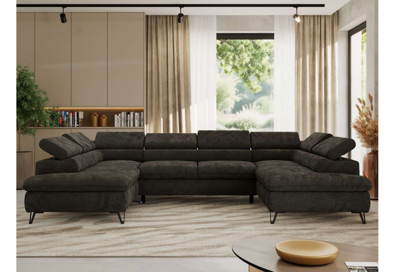 Narożnik PABLO U - uniwersalny - ciemnoszary, szenil gładki