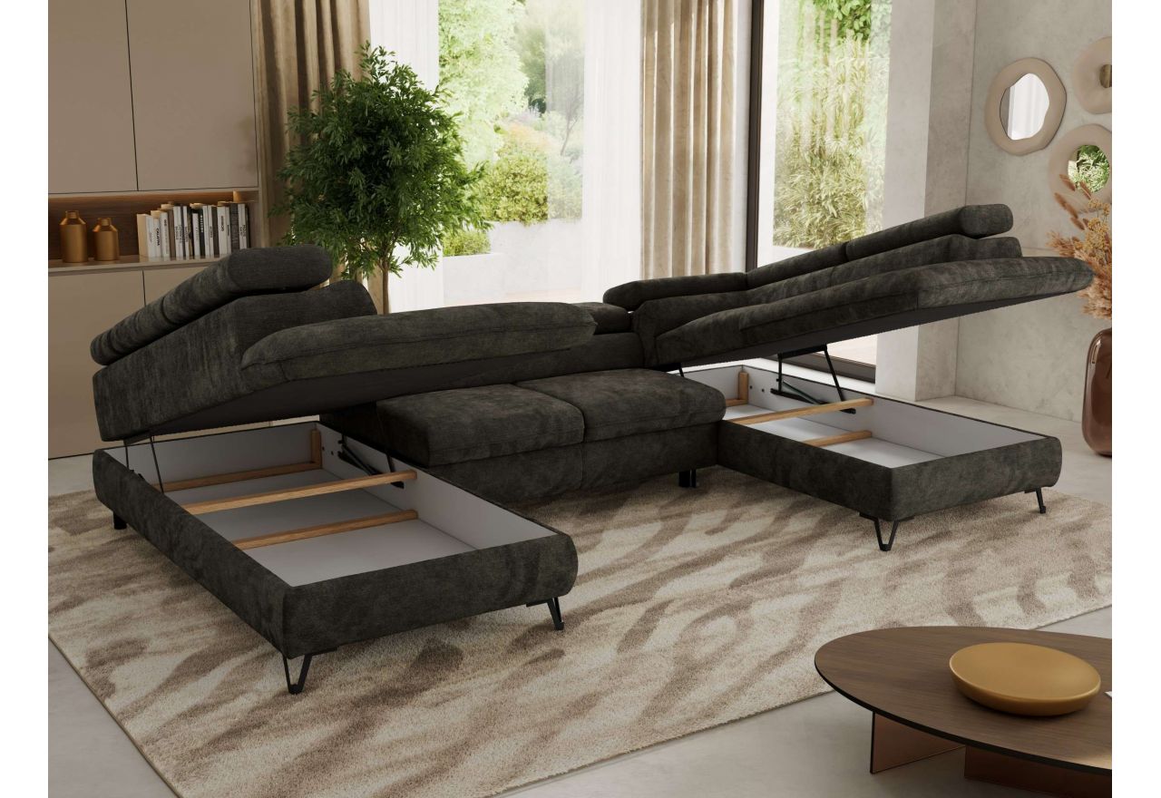 Narożnik PABLO U - uniwersalny - ciemnoszary, szenil gładki