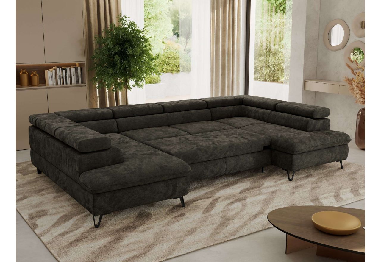 Narożnik PABLO U - uniwersalny - ciemnoszary, szenil gładki