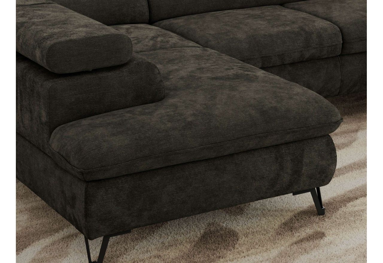 Narożnik PABLO U - uniwersalny - ciemnoszary, szenil gładki