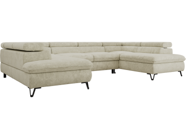 Narożnik PABLO U - uniwersalny - kremowy, szenil grubo tkany