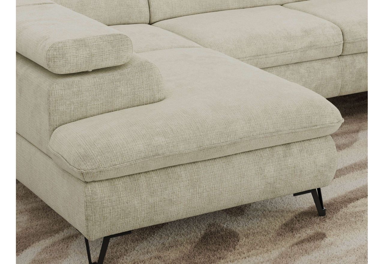 Narożnik PABLO U - uniwersalny - kremowy, szenil grubo tkany